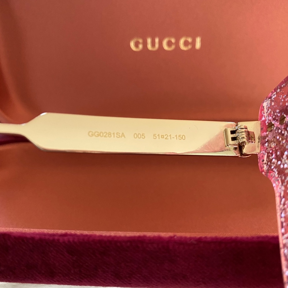 Gucci 51MM oversize pink glitter sunglasses - Picture 8 of 11